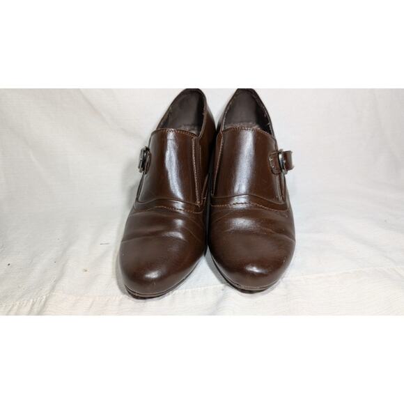 PIERRE DUMAS Womens Brown Leather Closed Toe 2.5" Heel Ankle Boot Bootie Size 9 - Picture 3 of 7